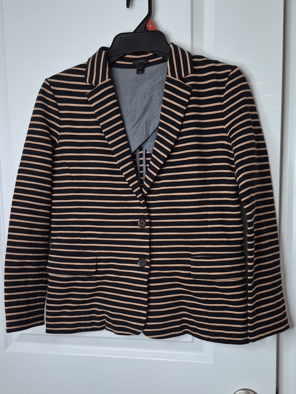 J. Crew Black and Tan Striped Women's Blazer Size S